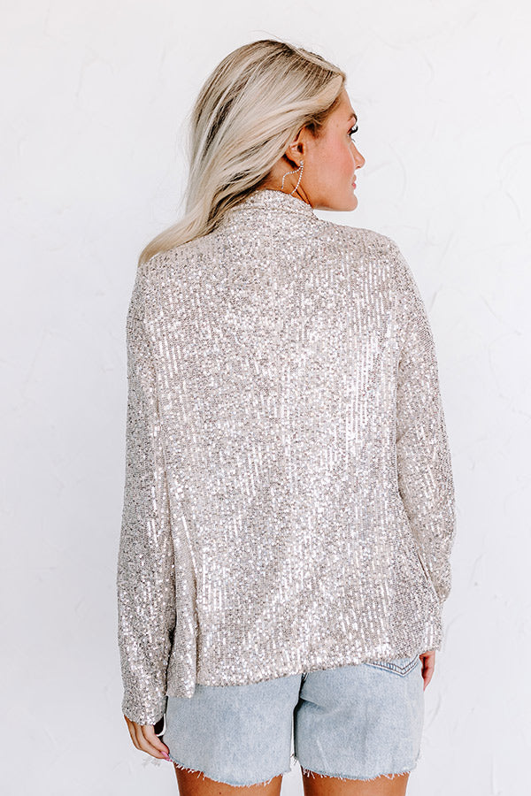 Splash Of Luxury Sequin Blazer In Champagne