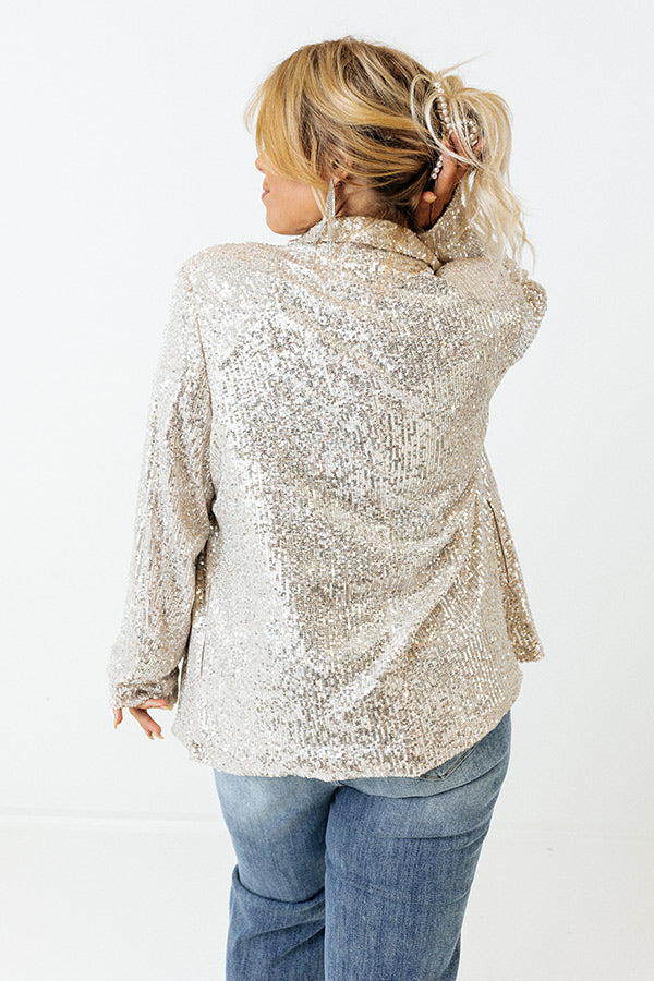 Splash Of Luxury Sequin Blazer In Champagne Curves