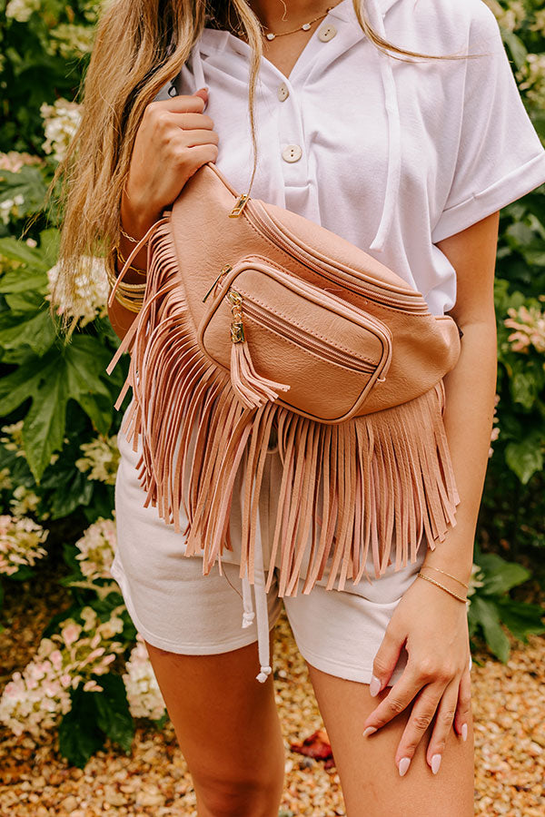 Trip Of My Life Fringe Fanny Pack In Latte