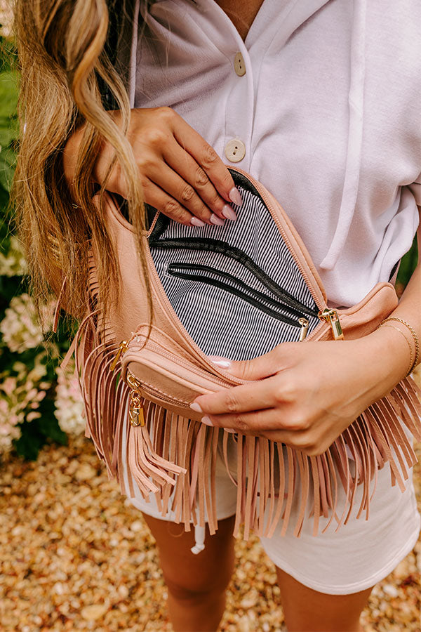 Trip Of My Life Fringe Fanny Pack In Latte