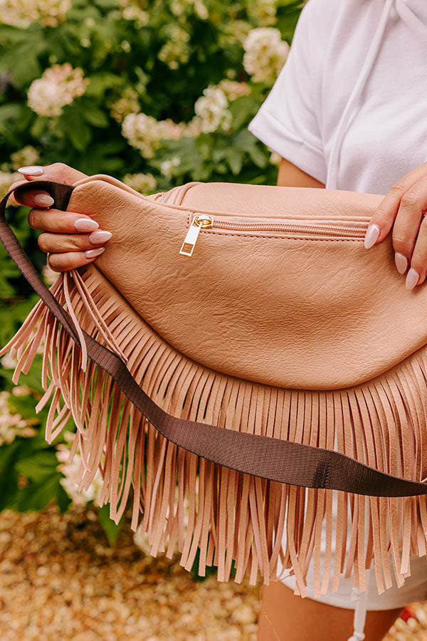 Trip Of My Life Fringe Fanny Pack In Latte