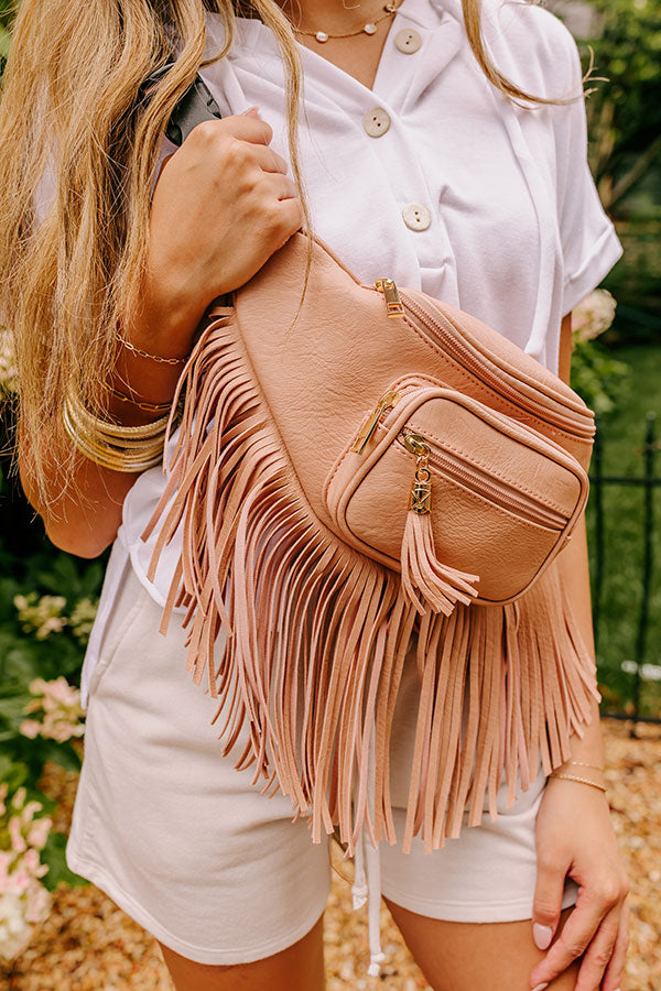 Trip Of My Life Fringe Fanny Pack In Latte