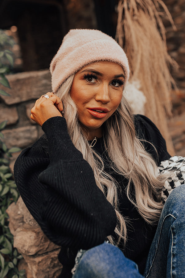 Cold Brew Eyelash Knit Beanie In Blush