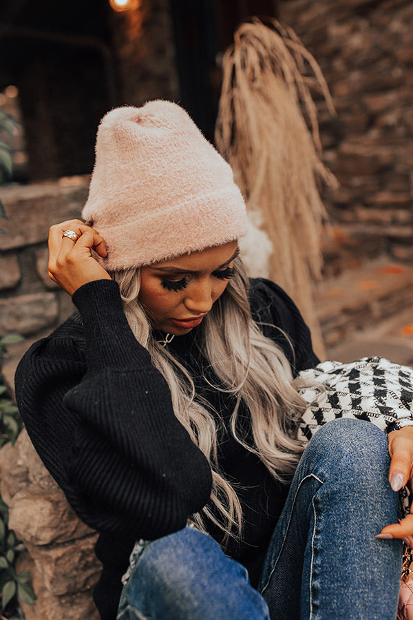 Cold Brew Eyelash Knit Beanie In Blush