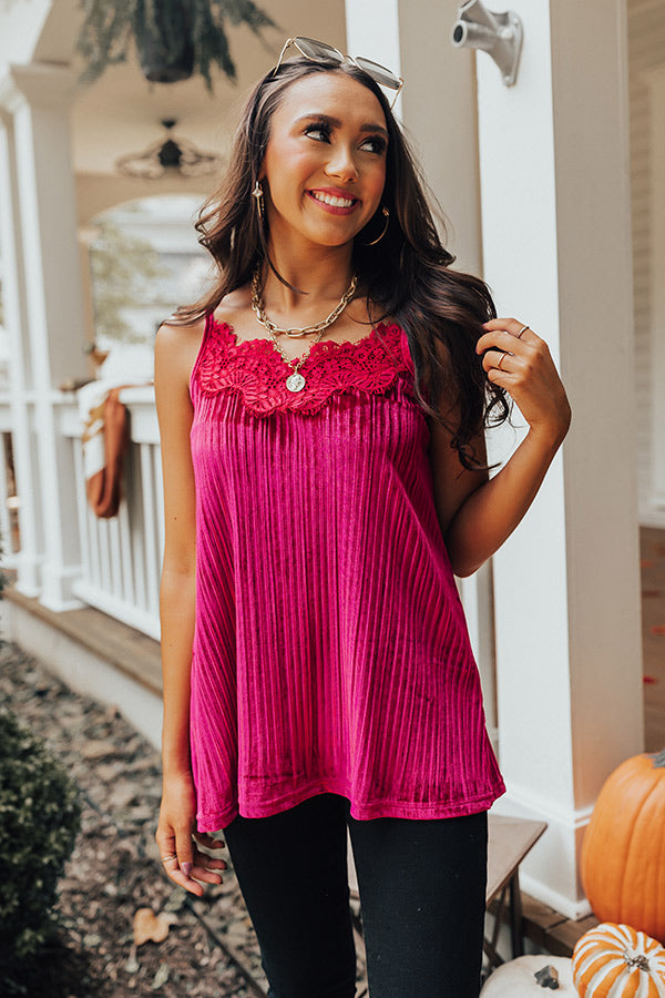 Finding Romance Velvet Tank In Rose
