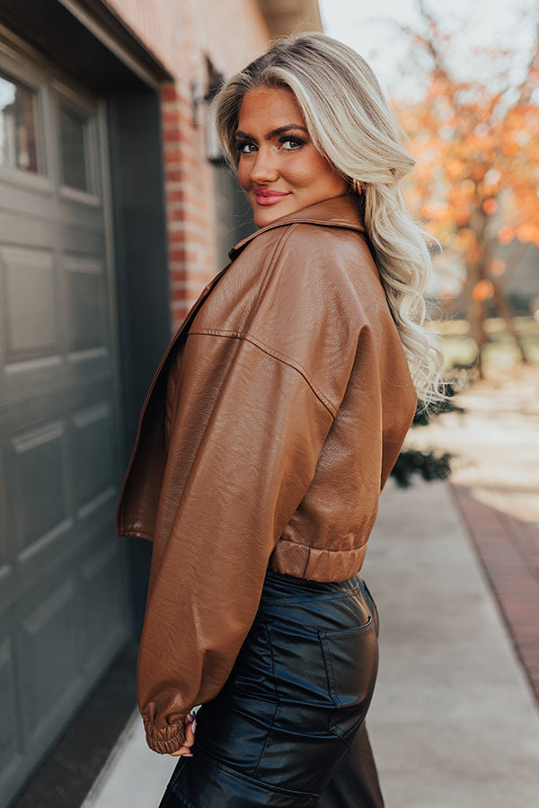 The Koty Faux Leather Jacket In Chocolate