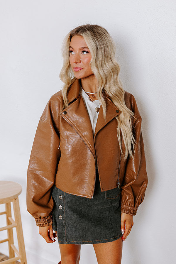 The Koty Faux Leather Jacket In Chocolate