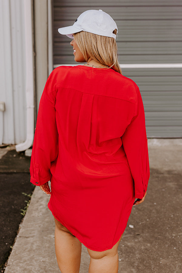 Press Room Front Tie Dress In Red Curves