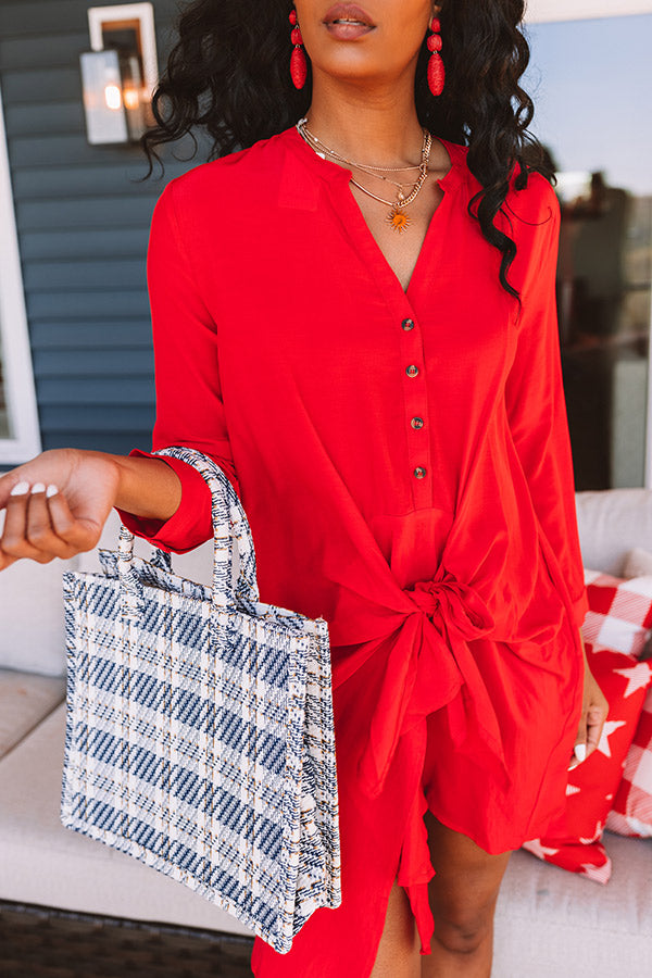 Press Room Front Tie Dress In Red