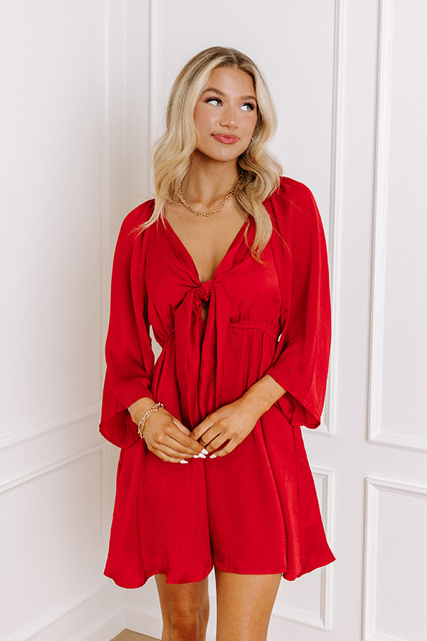Sweetest Secret Front Tie Dress In Red
