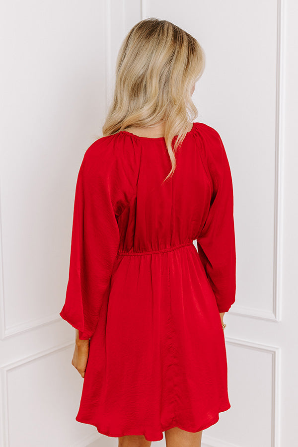 Sweetest Secret Front Tie Dress In Red