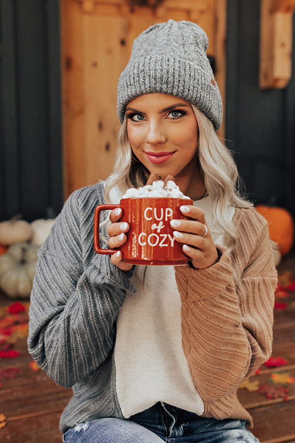 Snowfall Feels Cable Knit Beanie In Charcoal
