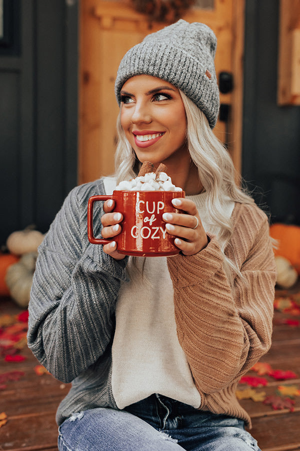 Snowfall Feels Cable Knit Beanie In Charcoal