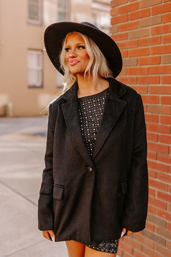 Out For A Drive Faux Fur Jacket In Black