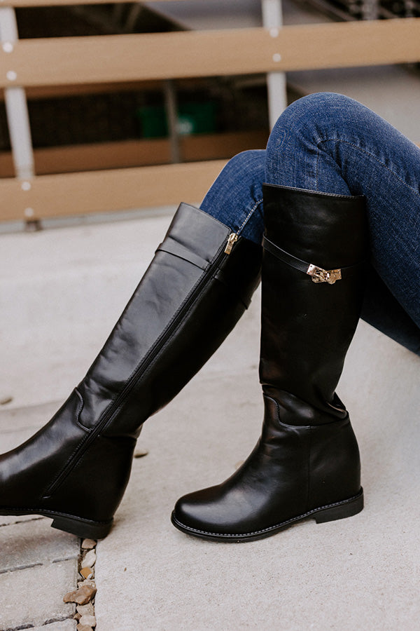 The Jake Faux Leather Knee High Boot In Black