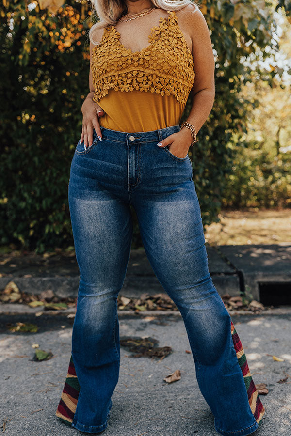 The Amy Embroidered Flare Curves