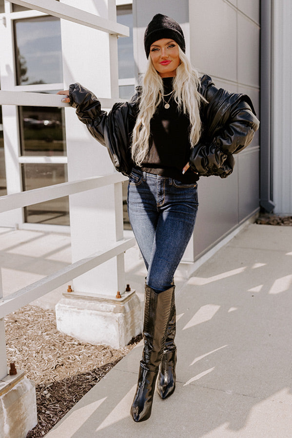 Weekend Coffee Run Faux Leather Jacket