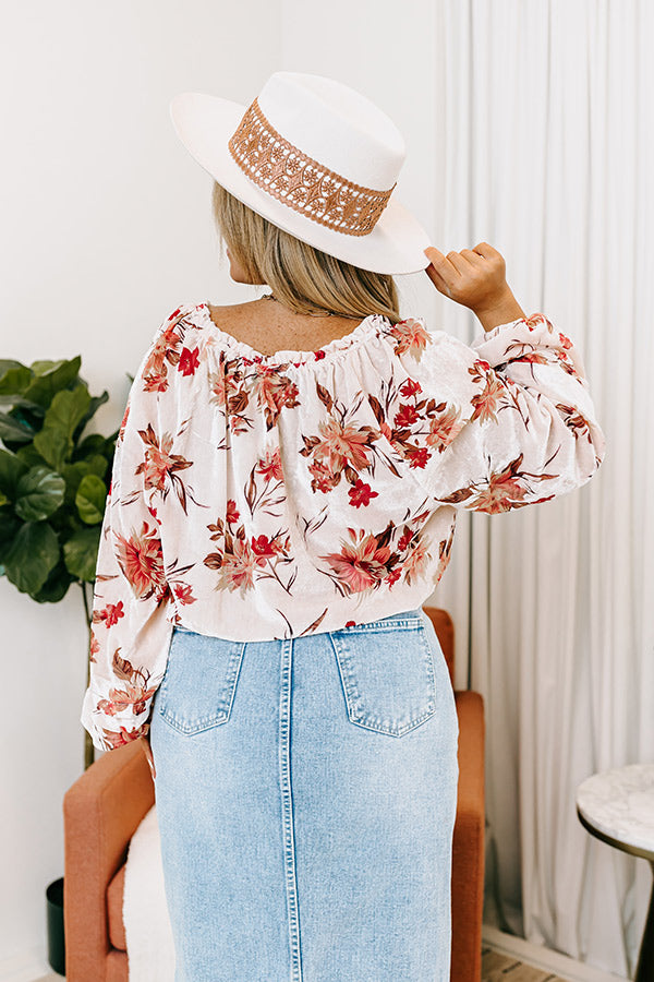Excellent Taste Velvet Burnout Bodysuit In Pink Curves