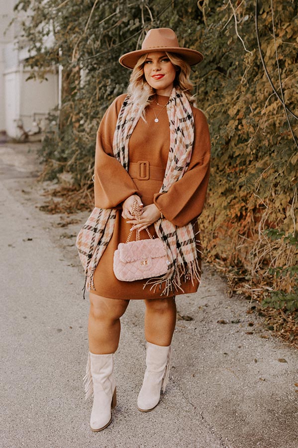 Slow Mornings Sweater Dress in Cinnamon Curves