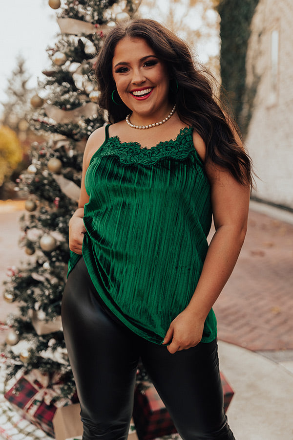 Finding Romance Velvet Tank In Green Curves
