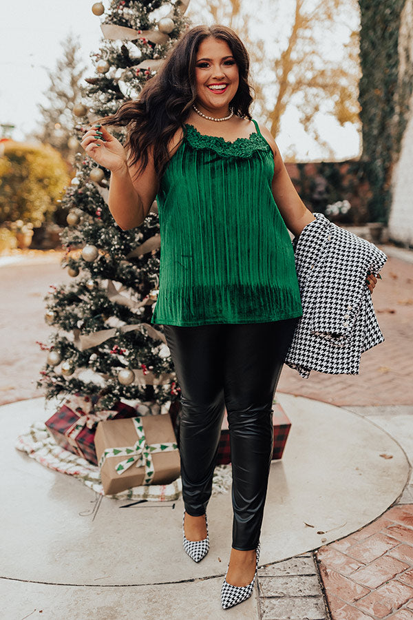 Finding Romance Velvet Tank In Green Curves