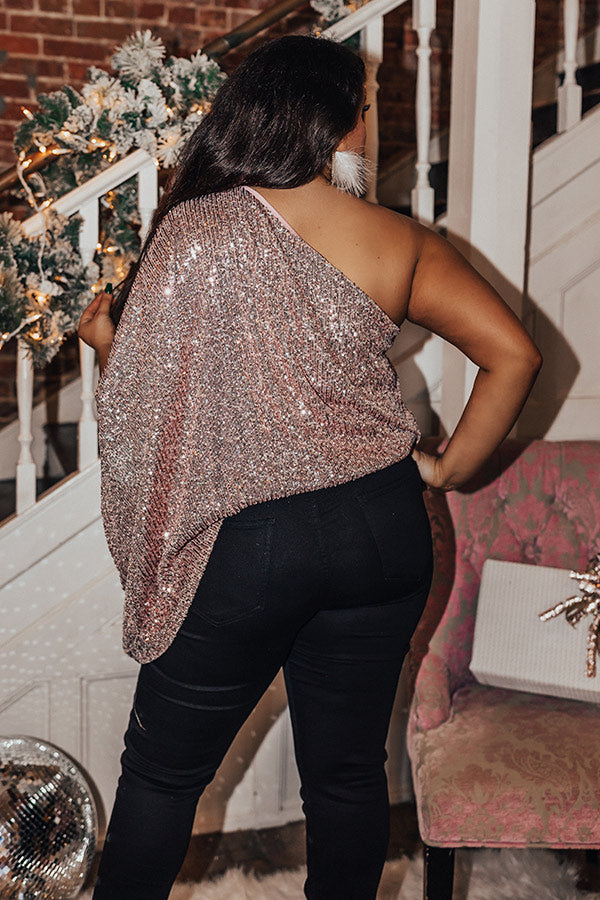 Middle Of The Night Sequin Top In Pink Curves