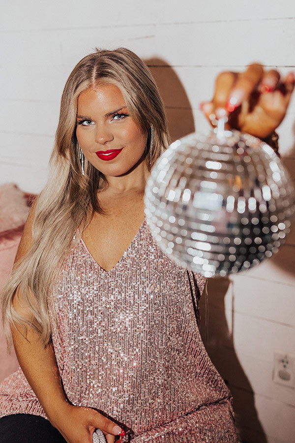 Magical Feeling Sequin Shift Tank In Pink Curves