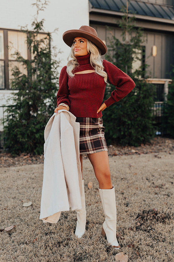 Cozy Paradise Cut Out Sweater In Rust