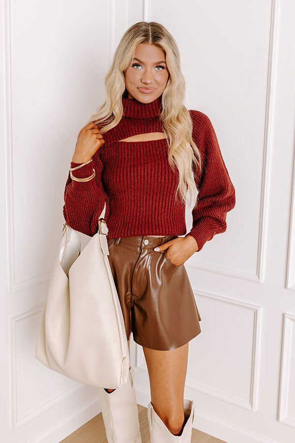Cozy Paradise Cut Out Sweater In Rust