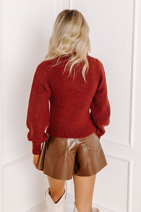 Cozy Paradise Cut Out Sweater In Rust