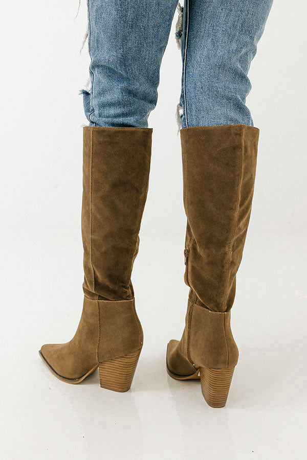 The Ulyssa Faux Suede Knee High Boot In Martini Olive