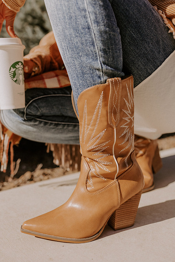The Beau Faux Leather Cowboy Boot In Camel