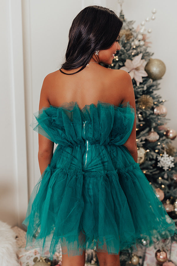 Frill Deal Tulle Mini Dress In Teal