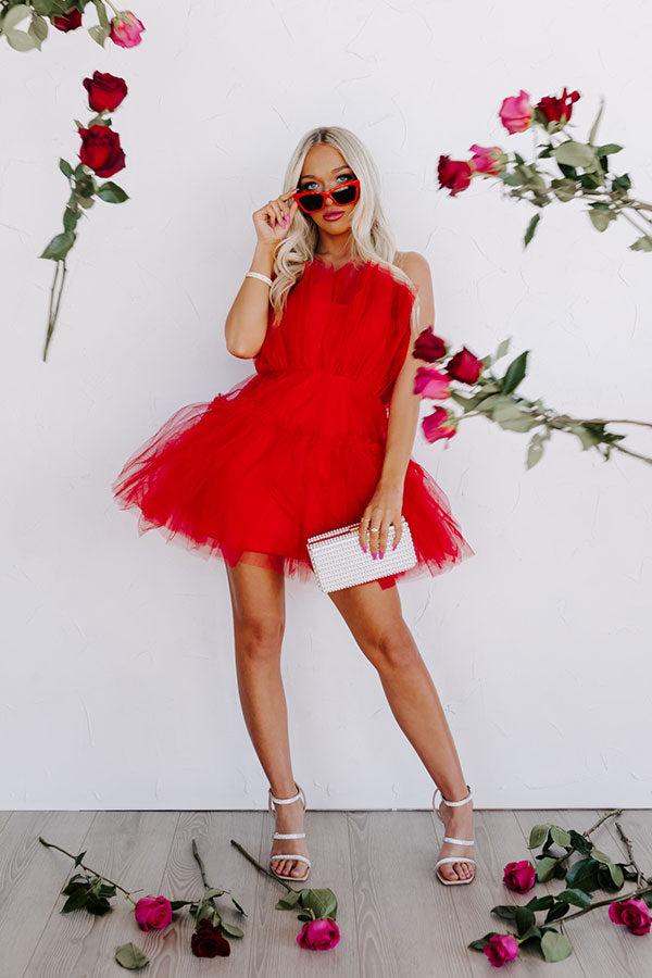 Frill Deal Tulle Mini Dress In Red