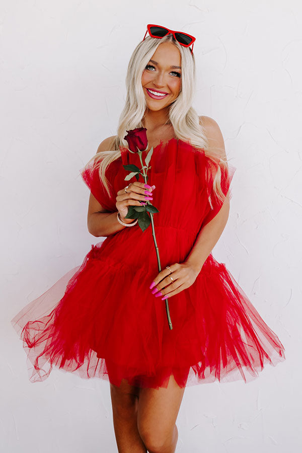 Frill Deal Tulle Mini Dress In Red