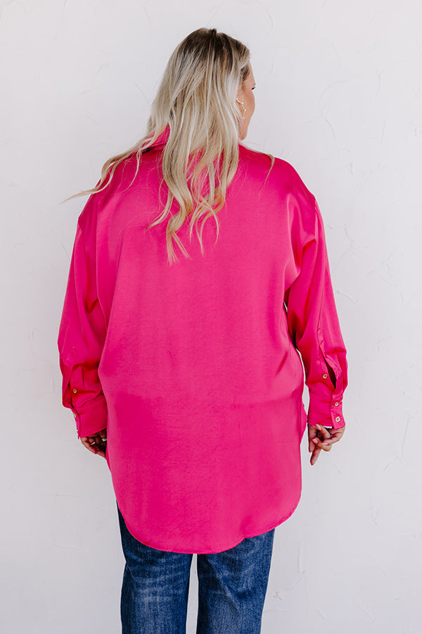 Simply Charmed Button Up Top In Hot Pink Curves