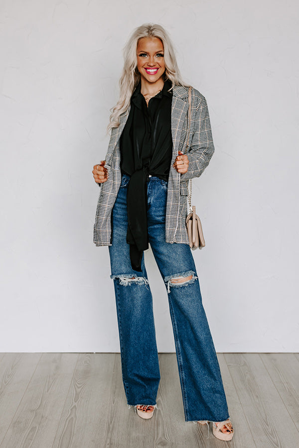 Try Your Luck Front Tie Top in Black