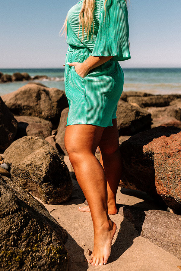Tour The Town Pleated Shorts In Turquoise Curves
