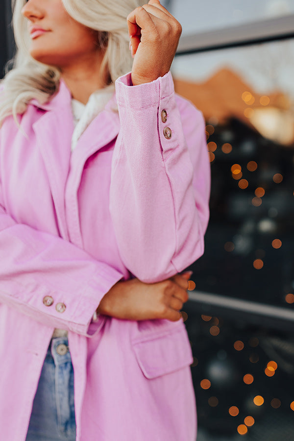 Back To You Denim Blazer In Pink