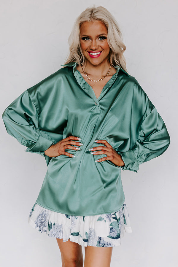 Siren Song Satin Shift Top In Ocean Wave