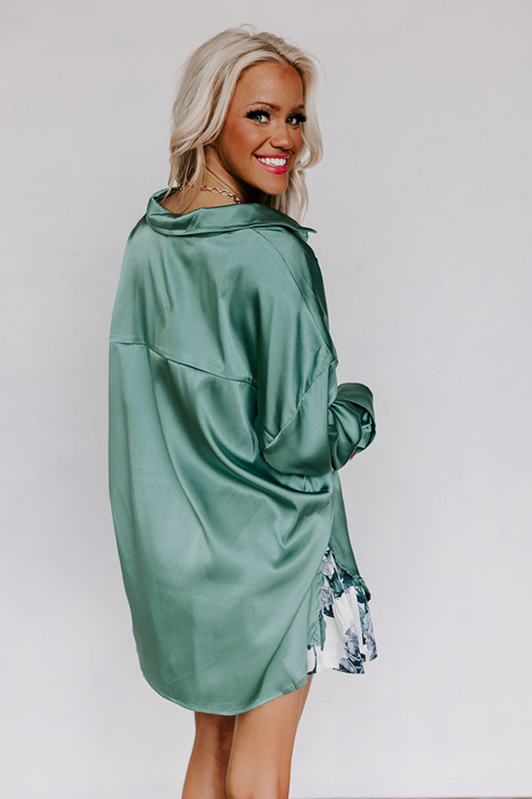 Siren Song Satin Shift Top In Ocean Wave