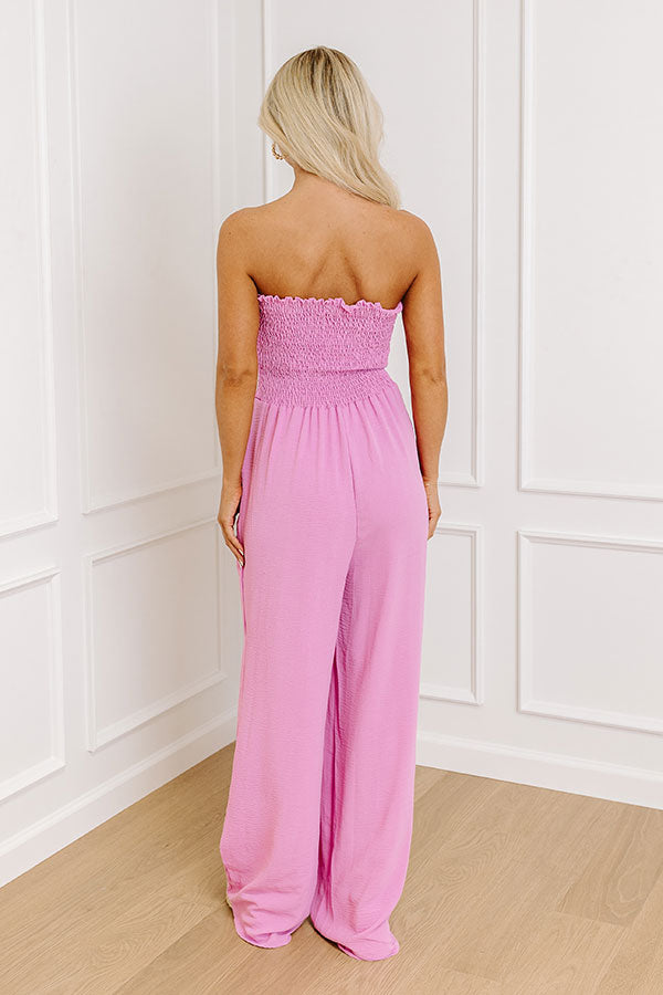 Set To Jet Smocked Jumpsuit In Light Violet