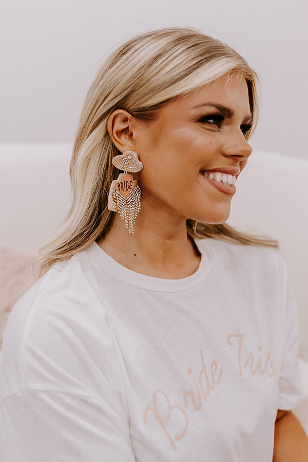 Southern Bride Beaded Earrings In Peach