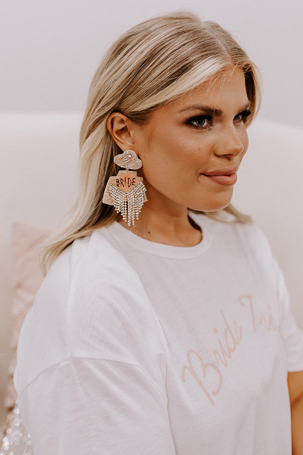Southern Bride Beaded Earrings In Peach