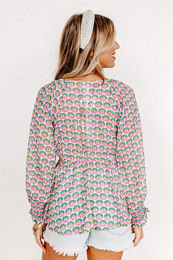 Cancun Crushing Front Tie Top In Green