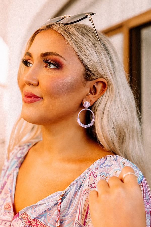 Wait And Smile Beaded Earrings In Lavender