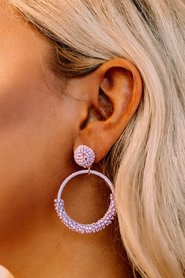 Wait And Smile Beaded Earrings In Lavender