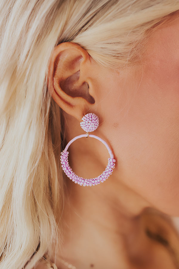 Wait And Smile Beaded Earrings In Lavender