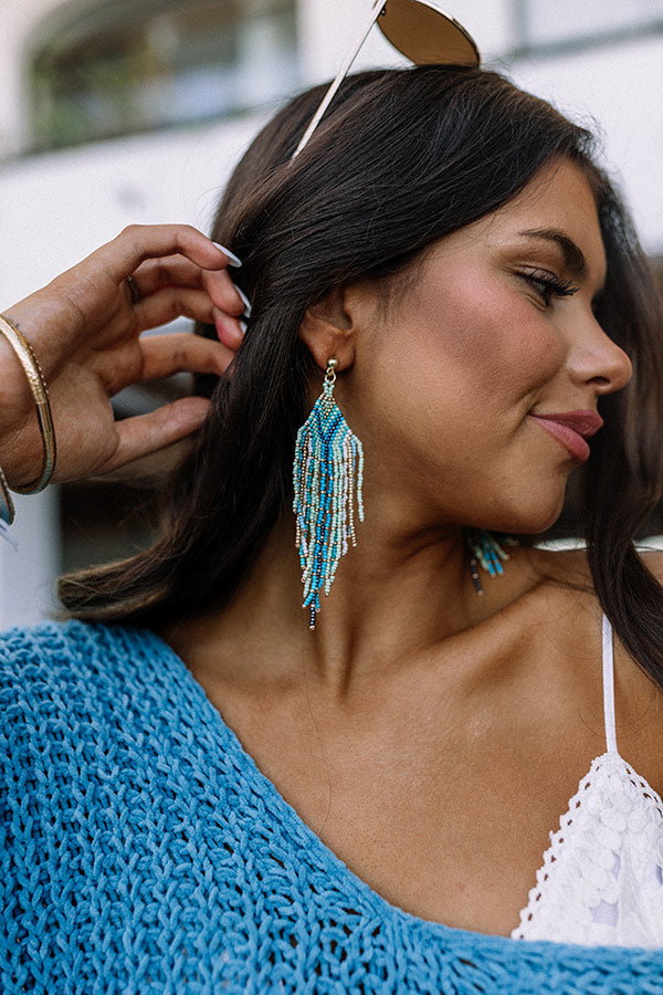 Porch Swing Sips Beaded Earrings In Mint