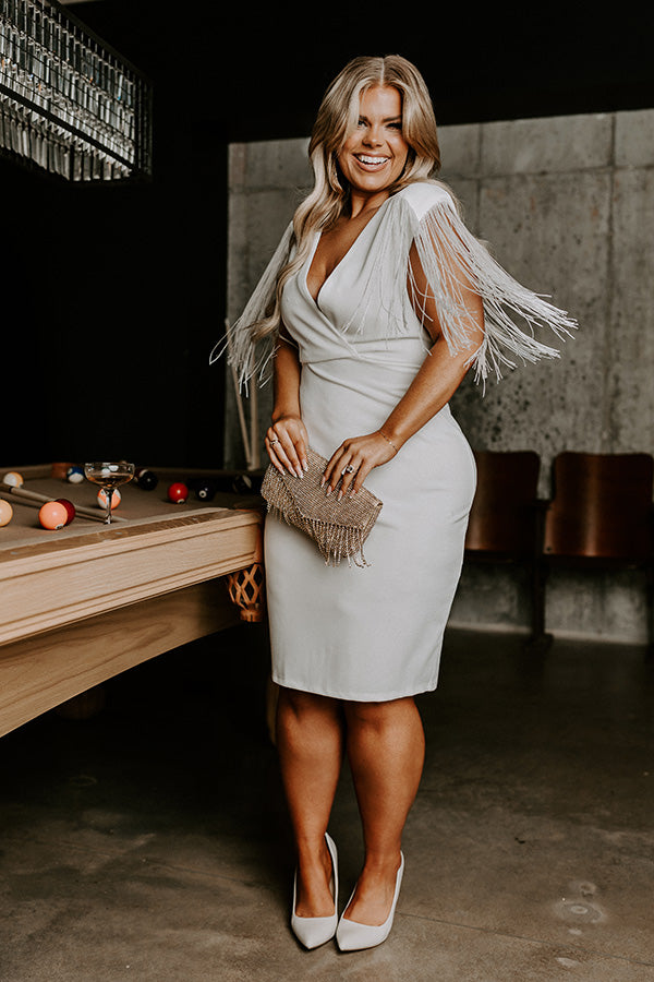 Daily Romance Fringe Dress In White Curves